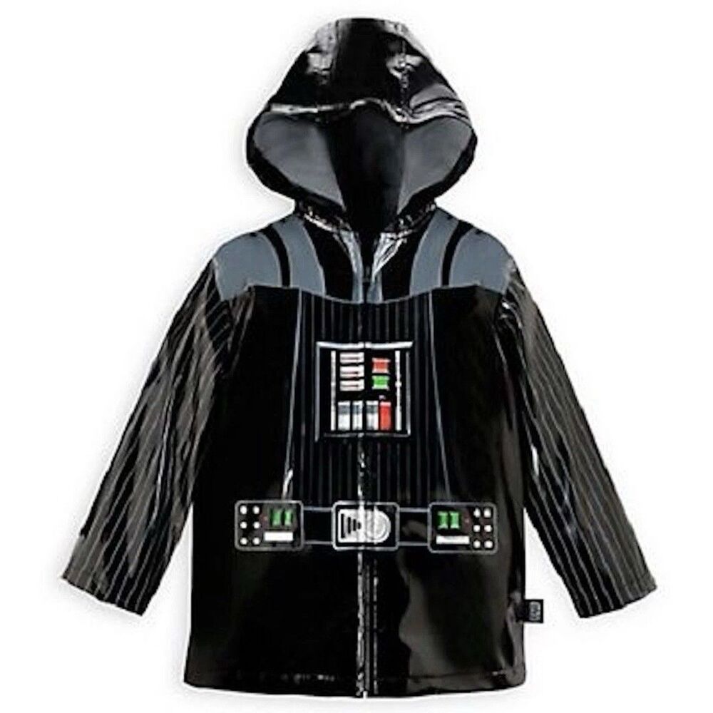 Disney Store Deluxe Caped Darth Vader Rain Jacket Star Wars Kids Hooded 9/10